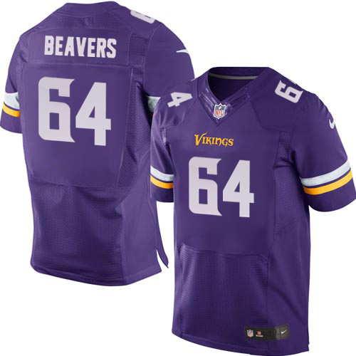 NFL Minnesota Vikings #64 Beavers Purple Elite Jersey