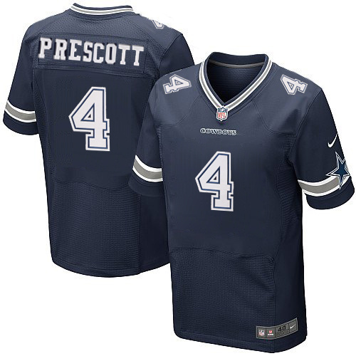 NFL Dallas Cowboys #4 Prescott Blue Elite Jersey