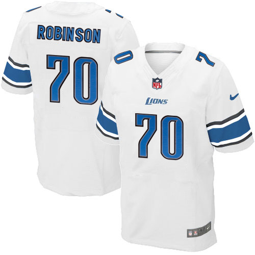 NFL Detroit Lions #70 Robinson White Elite Jersey