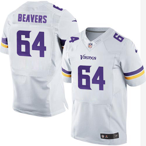 NFL Minnesota Vikings #64 Beavers White Elite Jersey