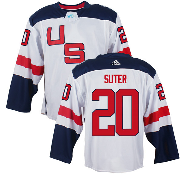 Mens Team USA #20 Ryan Suter 2016 World Cup of Hockey Olympics Game White Jerseys 