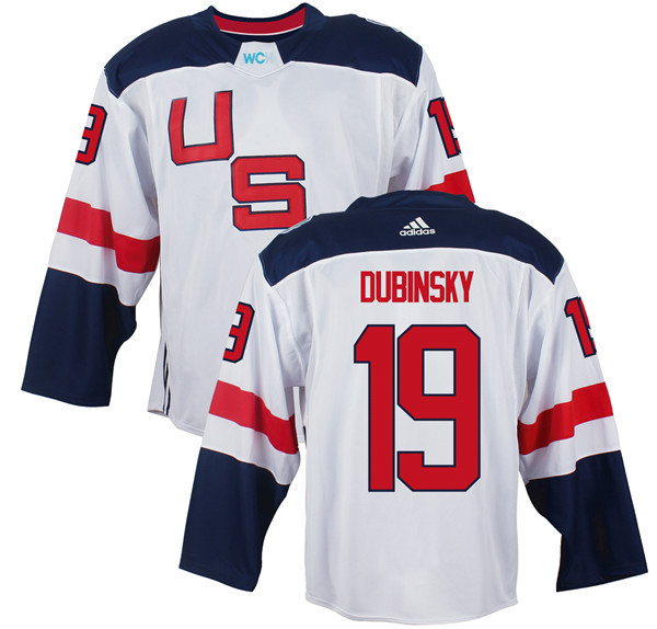 Mens Team USA #19 Brandon Dubinsky 2016 World Cup of Hockey Olympics Game White Jerseys 