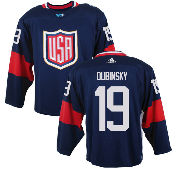 Mens Team USA #19 Brandon Dubinsky 2016 World Cup of Hockey Olympics Game Navy Blue Jerseys 