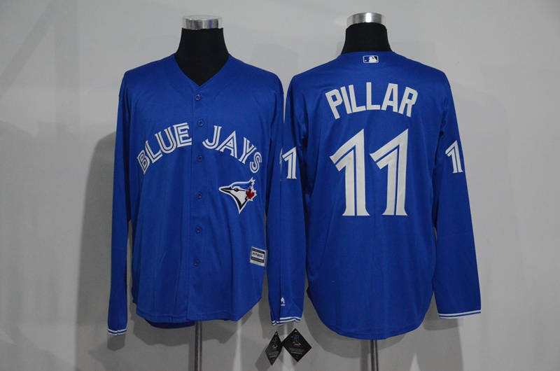 MLB Toronto Blue Jays #11 Pillar Blue Long Sleeve Jersey