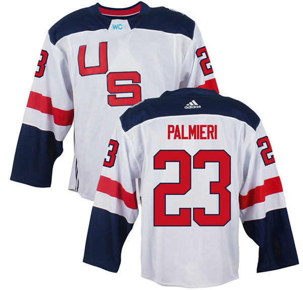 Mens Team USA #23 Kyle Palmieri 2016 World Cup of Hockey Olympics Game White Jerseys 