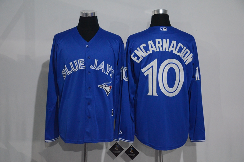 MLB Toronto Blue Jays #10 Encarnacion Blue Long Sleeve Jersey