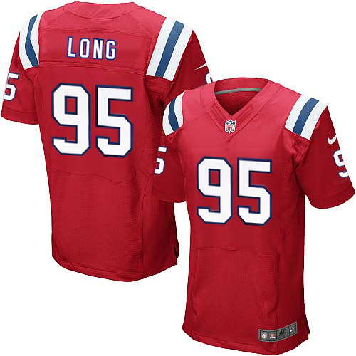 NFL New England Patriots #95 Long Red Elite Jersey