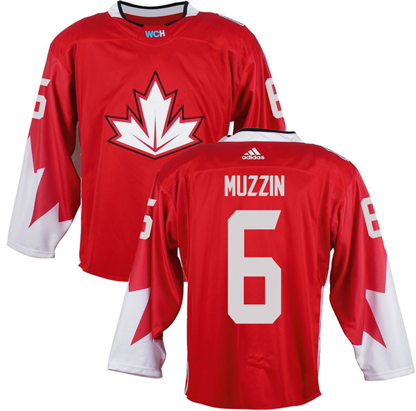 Mens Team Canada #6 Jake Muzzin 2016 World Cup of Hockey Olympics Game Red Jersey