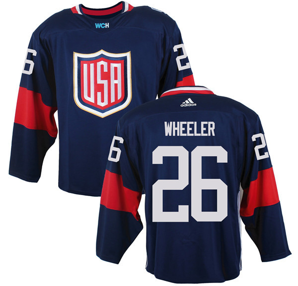 Mens Team USA #26 Blake Wheeler 2016 World Cup of Hockey Olympics Game Navy Blue Jerseys 