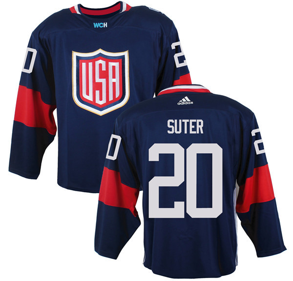 Mens Team USA #20 Ryan Suter 2016 World Cup of Hockey Olympics Game Navy Blue Jerseys 