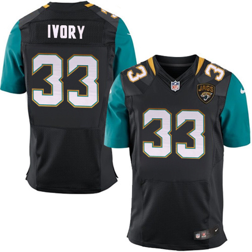 NFL Jacksonville Jaguars #33 Ivory Black Elite Jersey