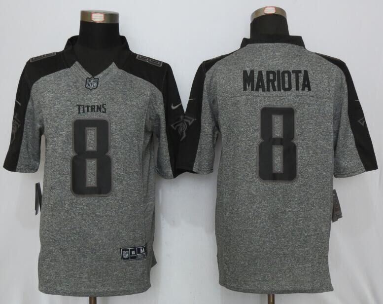 Nike Tennessee Titans 8 Mariota Gray Mens Stitched Gridiron Gray Limited Jersey