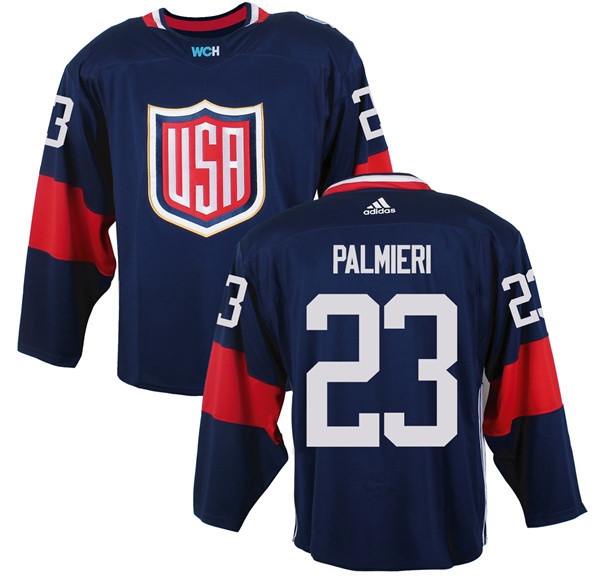 Mens Team USA #23 Kyle Palmieri 2016 World Cup of Hockey Olympics Game Navy Blue Jerseys 