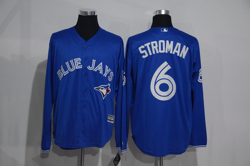 MLB Toronto Blue Jays #6 Stroman Blue Long Sleeve Jersey