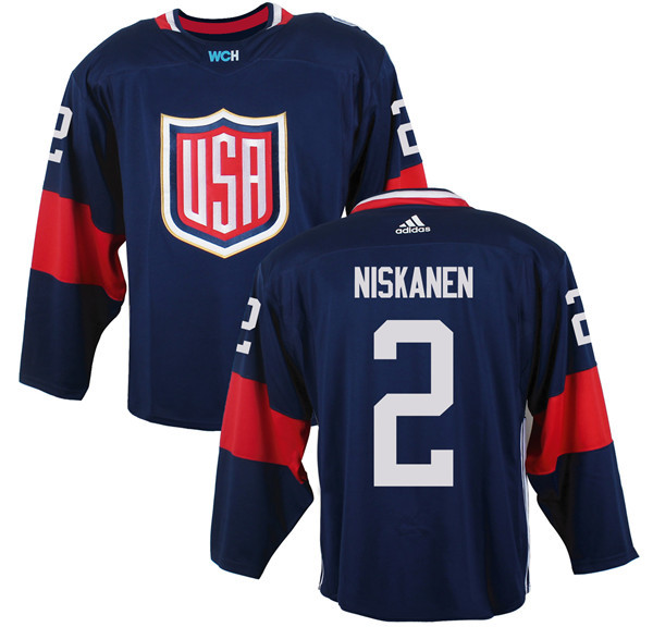 Mens Team USA #2 Matt Niskanen 2016 World Cup of Hockey Olympics Game Navy Blue Jerseys 