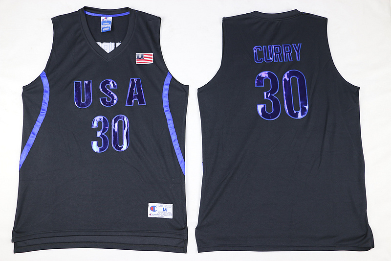 NBA USA #30 Curry Black Jersey