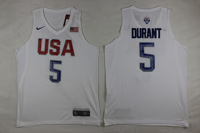 NBA USA #5 Durant White Jersey