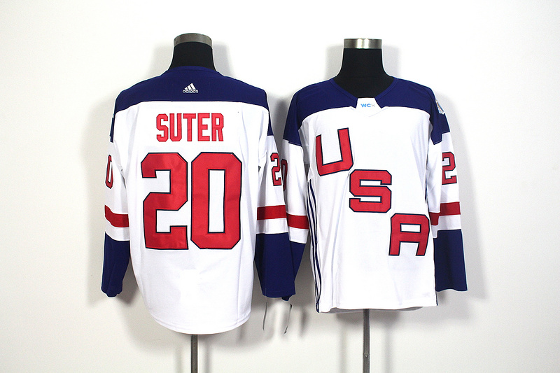 Mens Team USA #20 Suter 2016 World Cup of Olympics Game White Jerseys