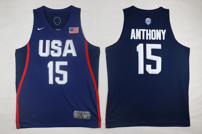 NBA USA #15 Anthony Blue Jersey