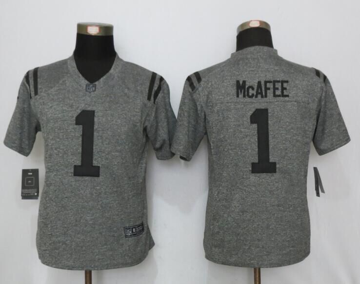 Women New Nike Indianapolis Colts 1 McAfee Gray Mens Limited Jersey
