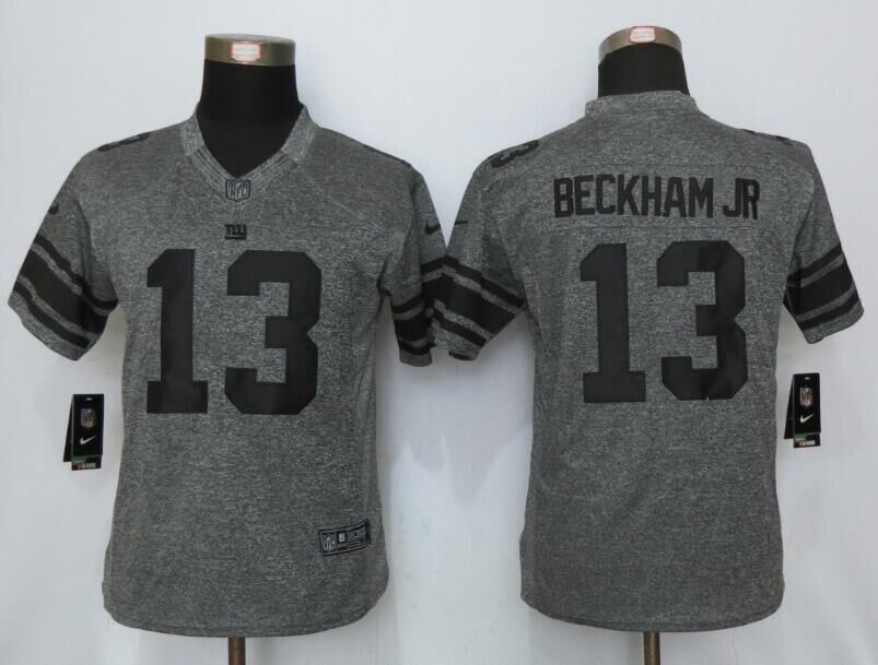 Women New Nike York Giants 13 Beckham jrb Gridiron Gray Limited Jersey