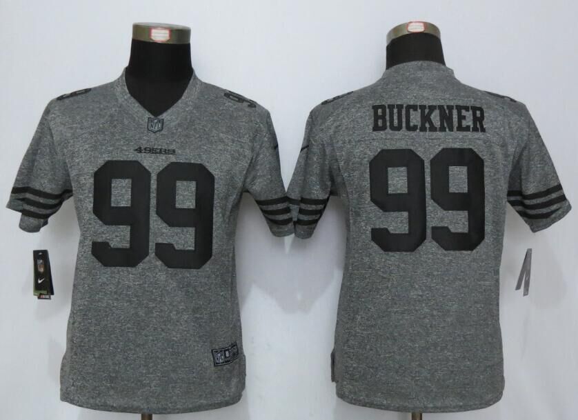 Women Nike San Francisco 49ers 99 Buckner Gridiron Gray Limited Jersey