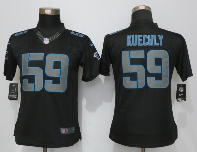 Women New Nike Carolina Panthers 59 Kuechly Impact Limited Black Jersey
