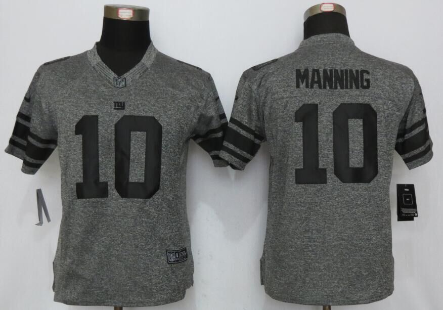 Women New Nike York Giants 10 Manning Gridiron Gray Limited Jersey