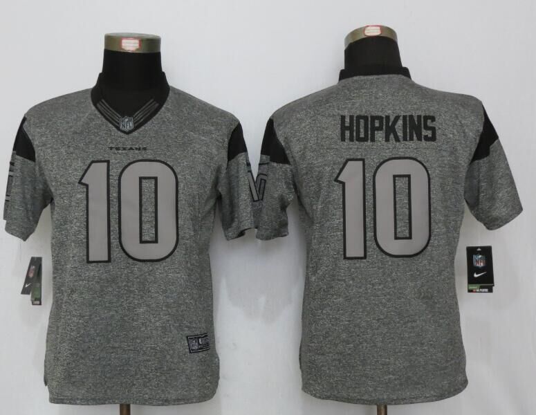 Women New Nike Houston Texans 10 Hopkins Gray Mens Stitched Gridiron Gray Limited Jersey