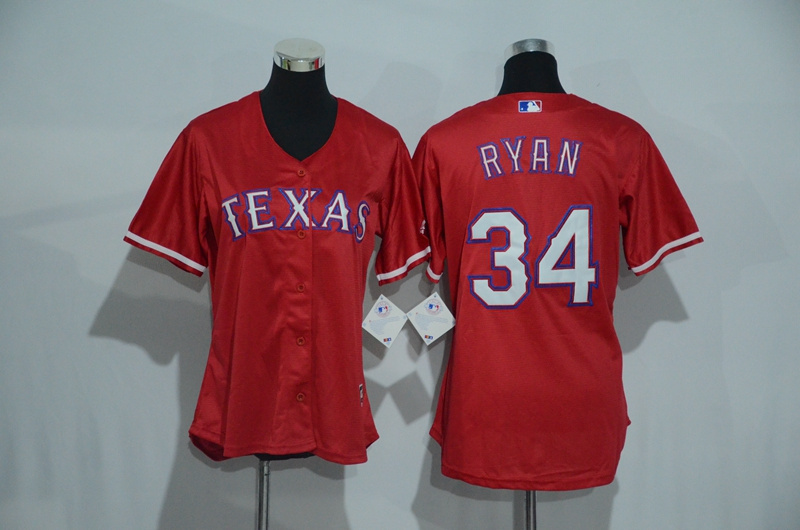 MLB Texas Rangers #34 Ryan Red Women Jersey 