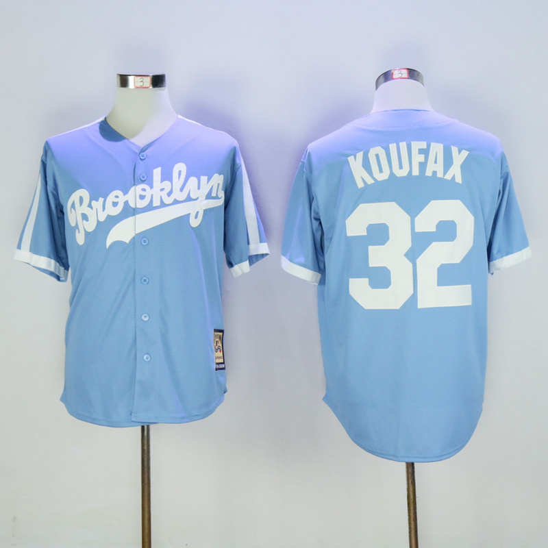 MLB Brooklyn Dodgers #32 Sandy Koufax L.Blue Throwback Jersey