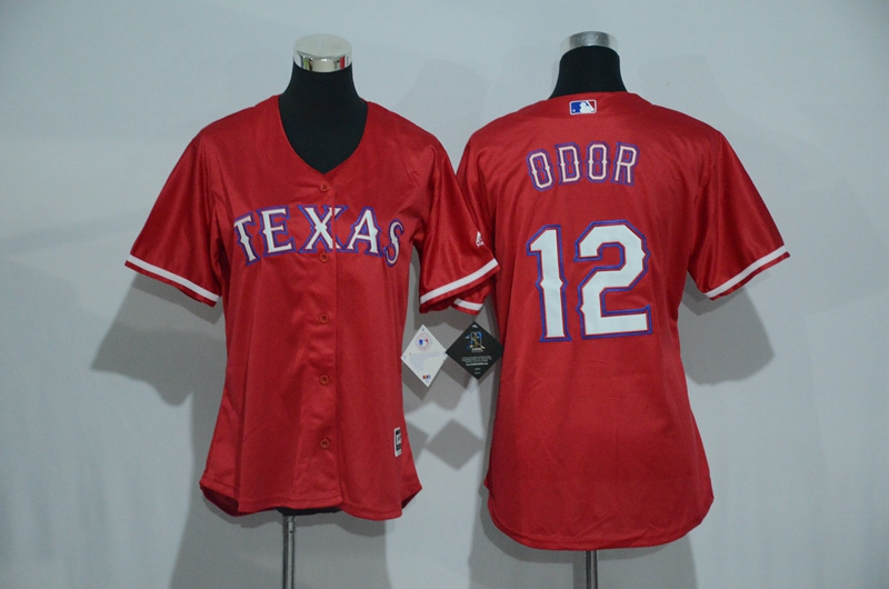 MLB Texas Rangers #12 Odor Red Women Jersey 