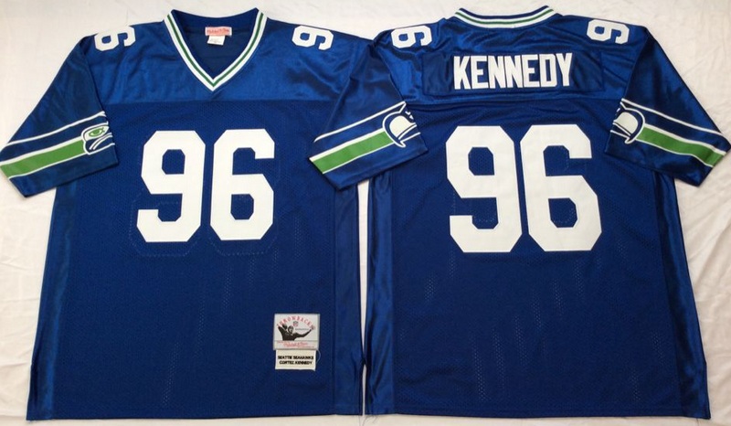 NFL Seattle Seahawks #96 Kennedy Blue Throwback Jersey