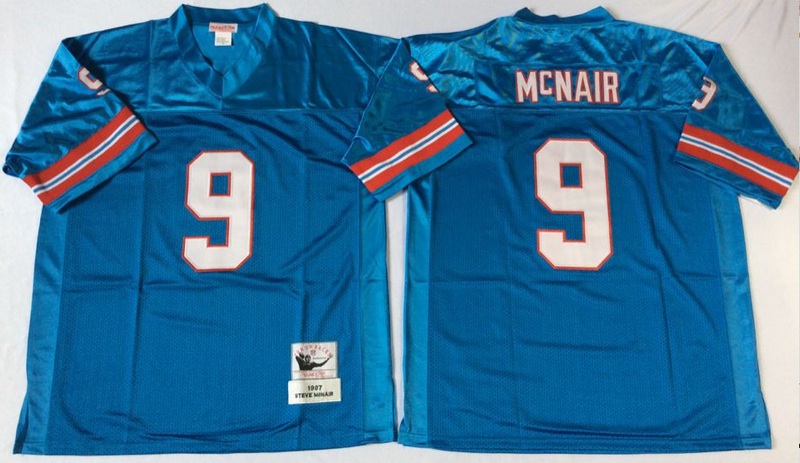 NFL Tennessee Oilers #9 McNair Blue Jersey