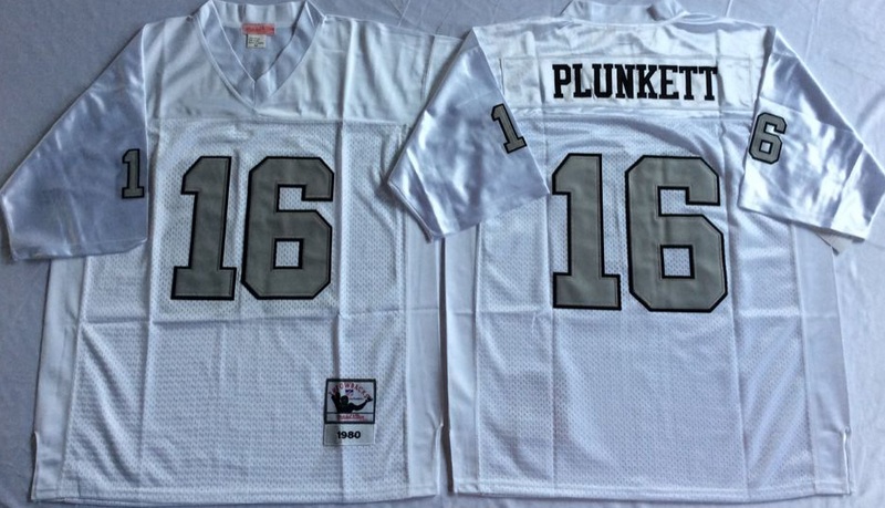 NFL Oakland Raiders #16 Plunkett White Throwback Jersey