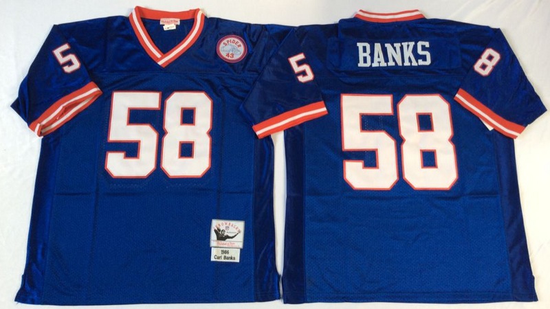 NFL Naw York Giants #58 Banks Blue Throwback Jersey