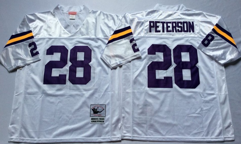 NFL Minnesota Vikings #28 Peterson White Throwback Jersey