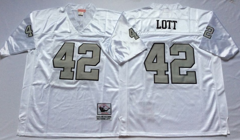 NFL Oakland Raiders #42 Lott White Throwback Jersey