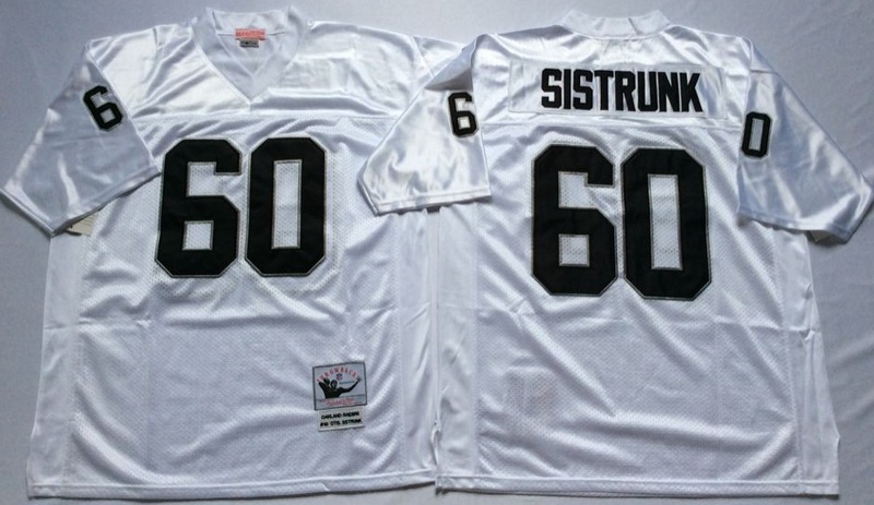 NFL Oakland Raiders #60 Sistrunk White Throwback Jersey