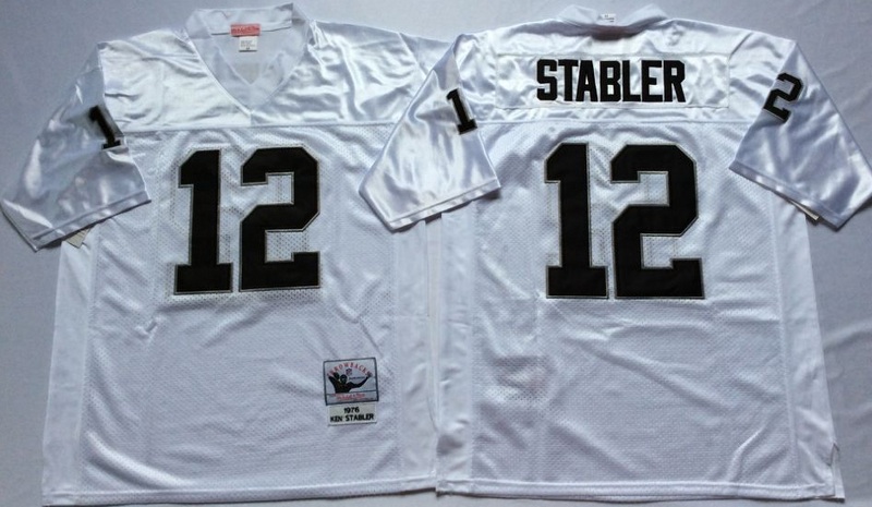 NFL Oakland Raiders #12 Stabler White Throwback Jersey