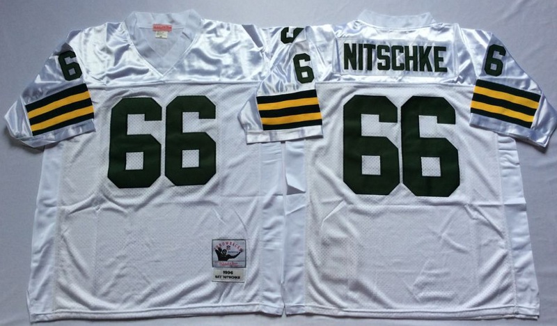 NFL Green Bay Packers #66 Nitschke White Jersey