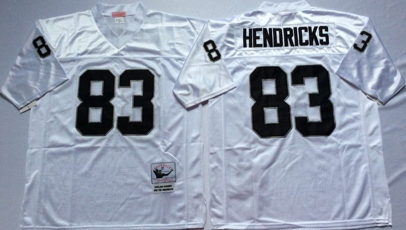 NFL Oakland Raiders #83 Hendricks White Throwback Jersey