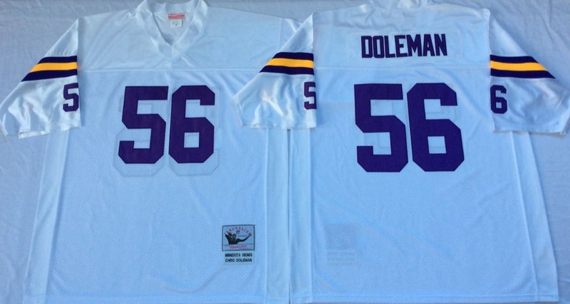 NFL Minnesota Vikings #56 Doleman White Throwback Jersey