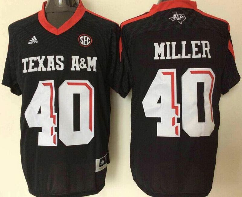 NCAA Texas A&M Aggies #40 Miller Black Jersey