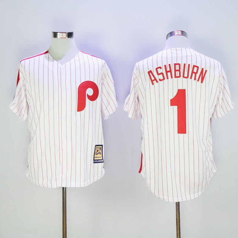 MLB Philadelphia Phillies #1 Ashburn White Jersey