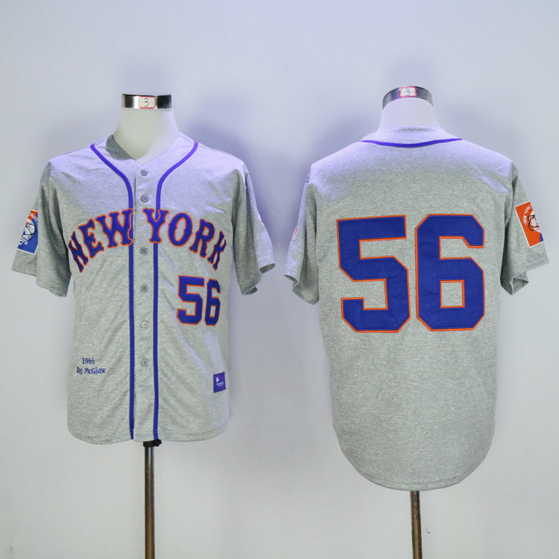MLB New York Mets #56 Grey Throwback Jersey