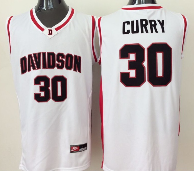 NCAA Davidson Wildcats #30 Curry White New Jersey