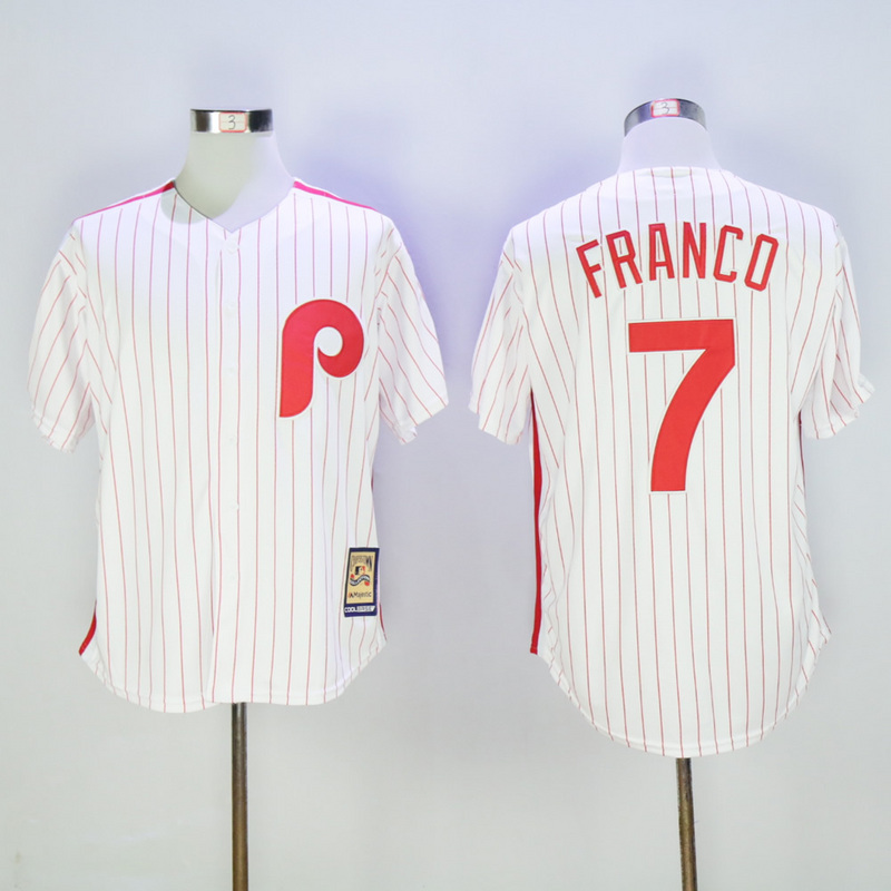 MLB Philadelphia Phillies #7 Franco White Pinstripe Throwback Jersey
