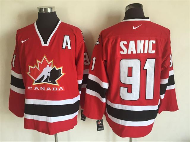 NHL Olympics #91 Sakic Red Throwback Jersey