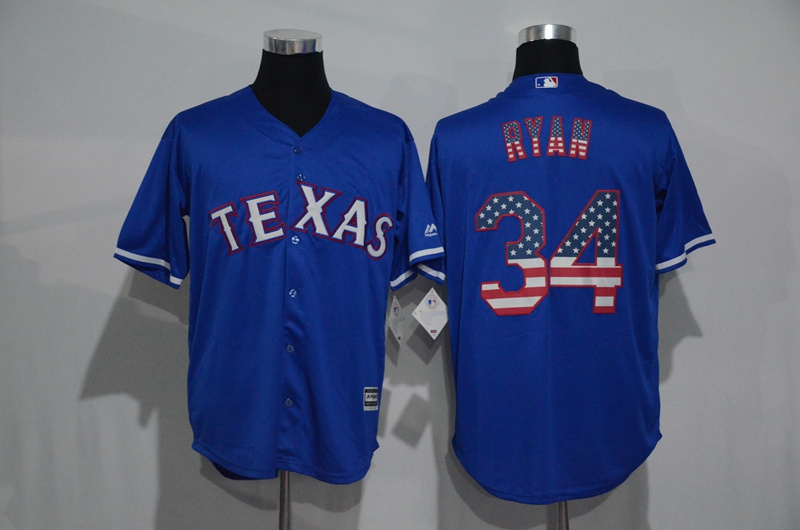 MLB Texas Rangers #34 Ryan Blue USA Flag Jersey